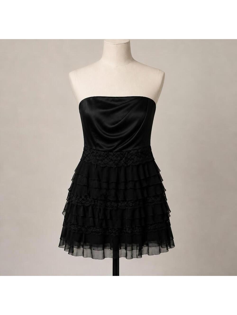Express Design Studio Black Strapless Ruffle Mini Dress Size 10